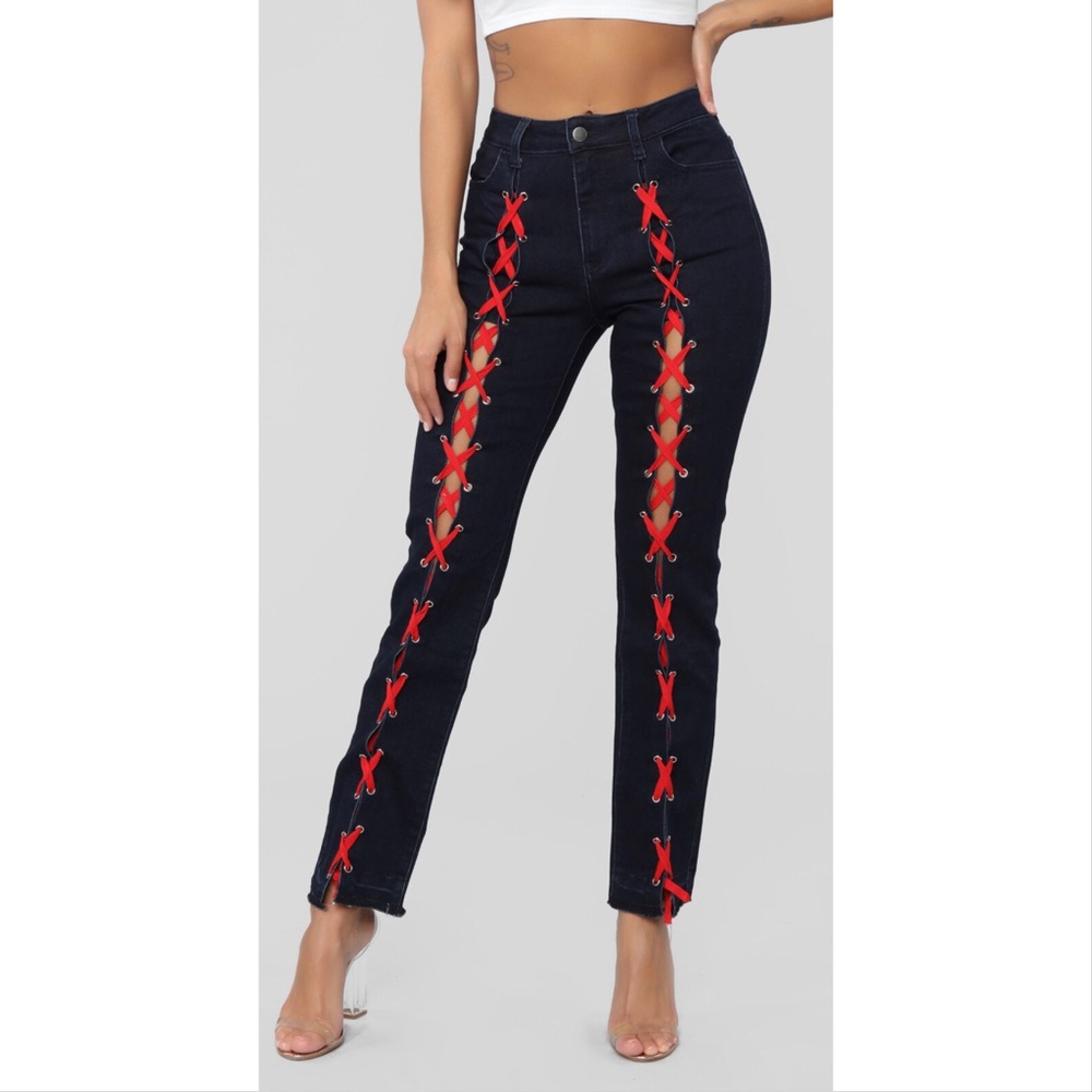 Fashion Nova Revamped front lace up denim